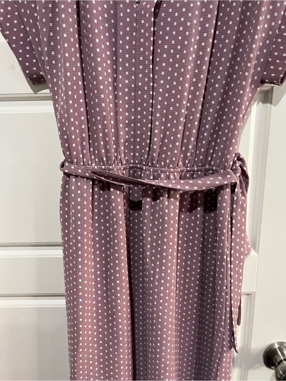 Monteau Mauve Geometric Print Belted Midi Dress Size L - Picture 4 of 11